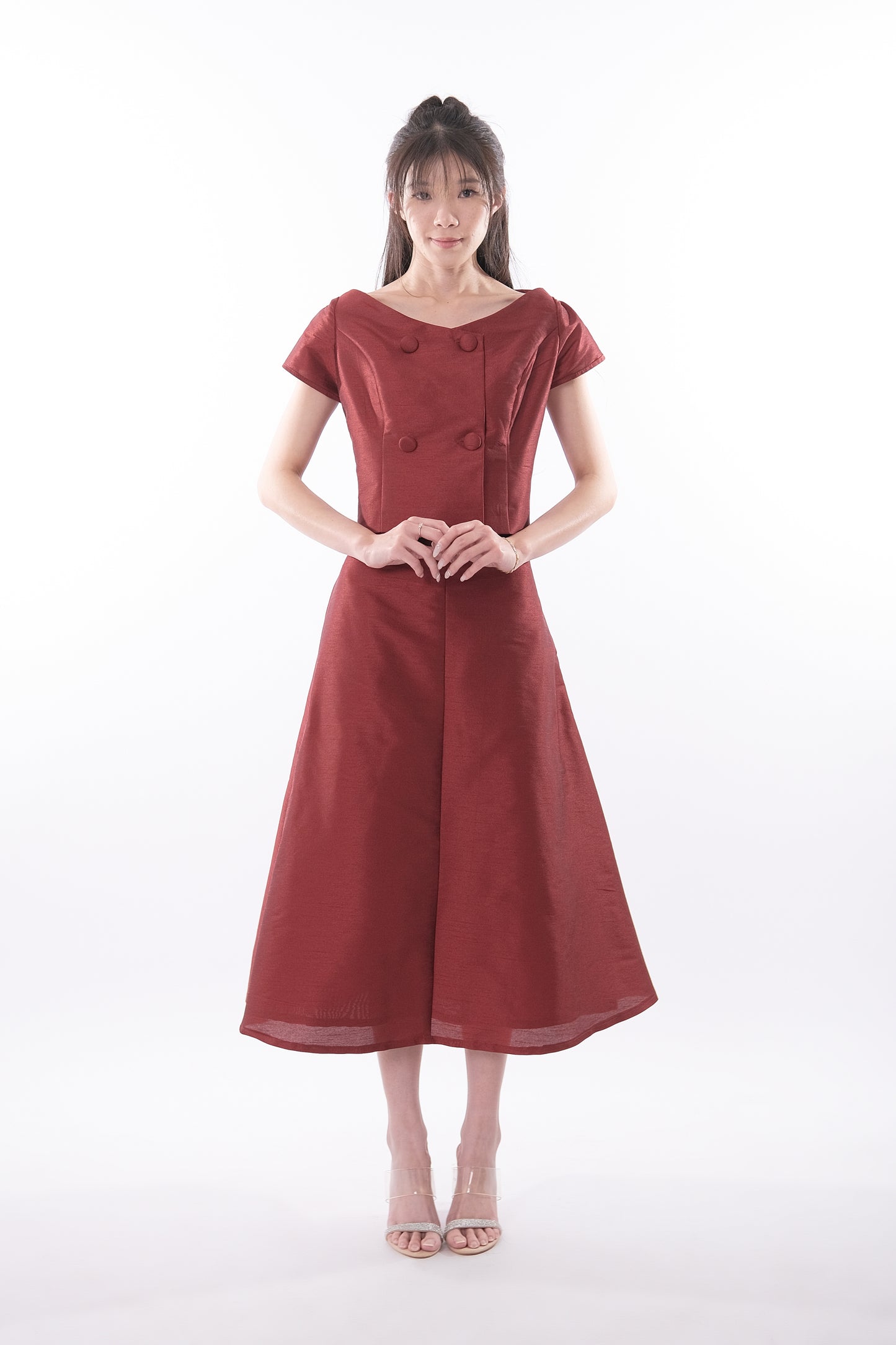 Top Buttons & Flare Skirt