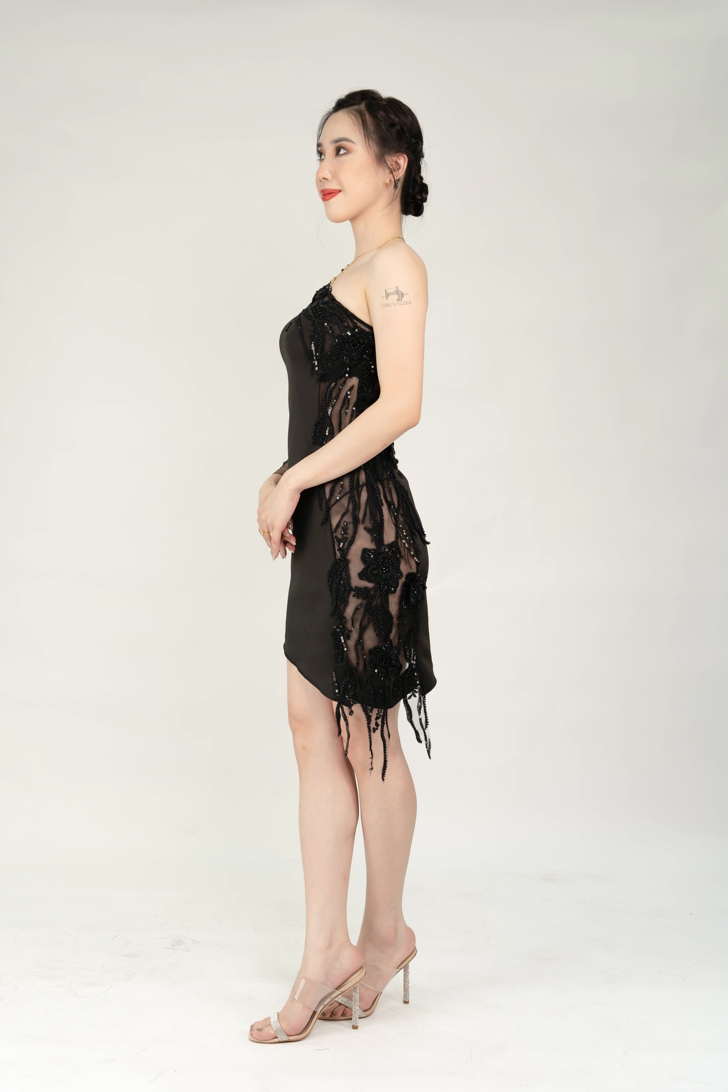 Onyx Beaded Mini Dress