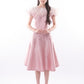 Top Ruffle Net & Solid Flare Skirt