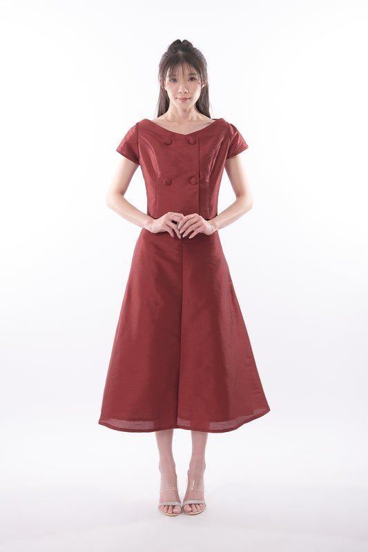 Top Buttons & Flare Skirt