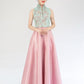 Beaded Crop Top & Long Solid Flare Skirt