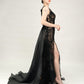 Onyx One Sleeve Beaded Gown