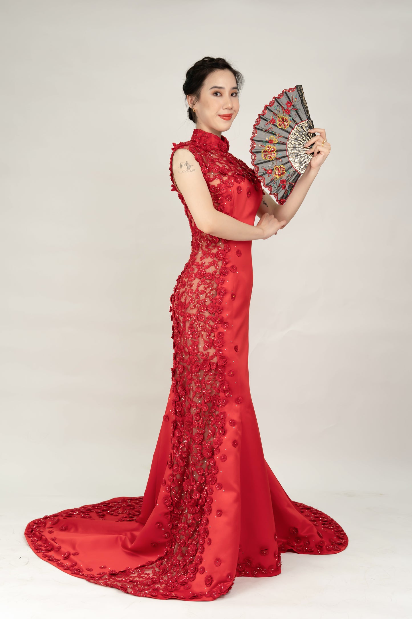 Beaded Cheongsam Gown